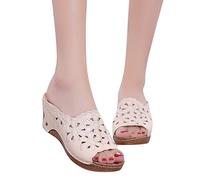 Sommer Slippers Sandalen Damen Keilabsatz Aushöhlen Plattform Sandalen Hausschuhe Sandalen Sommer Bequem Elegant Slip-On Keilsandalen Sexy Plateau Sandalen Latschen