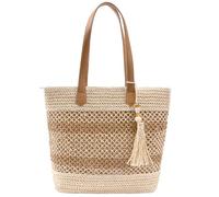 Sommer Stroh Strohtasche Korbtaschen - 2026 Damen Boho Groß Beach Geflochtene Handtasche, Vintage Leichte Faltbare Tragetasche mit Reißverschluss für Reisen Einkaufen, Urlaub, Pendeln (Beige)