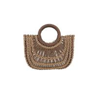 Sommer-Strohtasche für Damen, gewebtes Stroh, Strand-Einkaufstasche, Henkel oben, Handtasche, Geldbörse, ausgehöhlte, gewebte Handtasche für Shopping, Party, Reisen, Camping, Urlaub (Kaffee) (Kaffee)