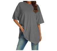 Sommer T-Shirt Damen, Oberteile Damen Sommer, Tee Shirts Kurzärmeliges Rundhals Shirts Basic Einfarbig Tee Tops Beiläufig Loose Blusen Luftig Leicht Longblusen Versatile Urlaub