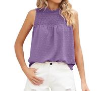 Sommer Tops Damen Locker Top Damen Elegant Sexy Blusentops Ärmellos Tanktop Lässige Unterhemd Atmungsaktiv Tunika Bequeme Freizeitbluse Leichte Dünne Hemdbluse Einfarbig Sommerbluse