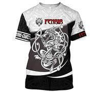 Sommer Viking T-Shirts Kurzarm Für Männer Frauen, Nordische Mythologie 3D-Druck Neuheit Pullover Tee, Unisex Mittelalter Harajuku Rundhalsausschnitt T-Tops