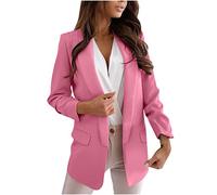 Sommerblazer für Damen, leicht, Arbeit, Büro, Blazer, locker, leicht, Sommer, offene Vorderseite, Anzugjacken, Outfit, 05 Hot Pink, Klein