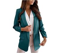 Lässiger Blazer für Damen, langärmelig, Arbeit, Büro, Blazer, locker, leicht, Sommer, offene Vorderseite, Anzugjacken, Outfit, 05 Grün, M