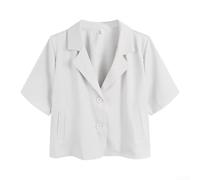 Sommerblazer, lockere Passform, einreihiger, dünner Blazer, koreanischer Stil, geeignet für Freizeitausflüge, Freizeit und Straßenmode (M Weiß)