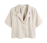 Sommerblazer, lockere Passform, einreihiger, dünner Blazer, koreanischer Stil, geeignet für Freizeitausflüge, Freizeit und Straßenmode (L Aprikose)