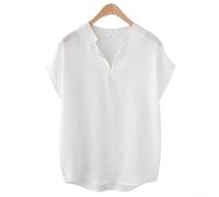 Sommerblusen für Frauen, elegant, lässig, Damenärmel, Chiffonblusen, Damen-Tops, T-Shirts, Damen, kurzärmelig, lässig, Sommerpullover, einfarbig, Arbeitsoberteile (XL Weiß)