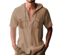 Sommerhemd Herren Hemd Kurzarm Weisses Kurzarmhemd Männer Leinen Freizeithemd Leinenhemd Weiß Hemden Bügelfrei Schwarzes Funktionshemden Pilotenhemd Schwarz Mit Stehkragen Sommerhemden Regular Fit