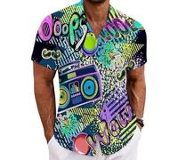 Sommerhemd Herren Kurzarm Hawaiihemd Bügelfrei Button Down Strandhemd Slim Fit Leicht Freizeithemd Lustige Hawaii T-Shirt Outdoor Elegant Urlaub Hemd Männer Faltenfrei Party-Hemd