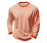 Sommerhemd Herren Langarm Gestreift Freizeitshirt Classic Vintage Ringelshirt Rundhals Langarmshirt Regular Fit Vintageshirt Bequeme Sommershirt Leicht Sweatshirt Casual Oberteile Lockere Tops