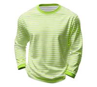 Sommerhemd Herren Langarm Gestreift Freizeitshirt Classic Vintage Ringelshirt Rundhals Langarmshirt Regular Fit Vintageshirt Bequeme Sommershirt Leicht Sweatshirt Casual Oberteile Lockere Tops