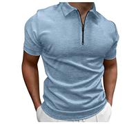 Sommerhemd Herren Revers T-Shirt Leicht Bequem Kurzarmhemd Poloshirt Lose Einfarbig Shirt Freizeithemd mit Reißverschluss Herrenhemden Outdoorhemden für Sport