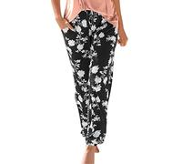 Sommerhose Damen Haremshose Sommer Lange Schlupfhose Boho Strandhose Leicht Freizeithose Loose Frauen Pant Mit Taschen Straight Bein Hosen Sommerhosen Lockere Stoffhose Jogginghose Yogahose