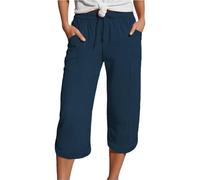 Sommerhose Damen Leicht 3/4 Hose Damen Sommer Kurze Hosen Kleid Shorts Knielang Sweat Musselin Weite Sommerhose Leinenhose Kurz Plisseehose Plissee 7/8 Caprihose Leinen Bermuda Lockere Hosenrock