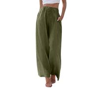 Sommerhose Damen Leicht Einfarbig Elegant Hosen Gerades Bein Strandhose Oversized Strumpfhosen Bequem Baggy Yogahose Elastische Taille Freizeithose Gerades Bein Hosen Mit Taschen Lässige Sommerhose