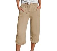 Sommerhose Damen Leicht Hosenrock Damen Sommerhosen Sommer Musselin Hose Kurz Shorts Leinen 3/4 Knielang Weite Sommerhose Hosen 7/8 Leinenhose Kurze Dünne Leicht Und Luftig Schlupfhosen Kleid Culotte