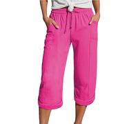Sommerhose Damen Leicht Kurze Hose Damen Sommer Shorts Musselin Caprihose Dünne Hosen Große Größen Leinen Bermuda 7 8 Bunte Kurz Kleid Damenhosen Sommerhose Bermudas 3/4 Summer Pants Women Hosenrock