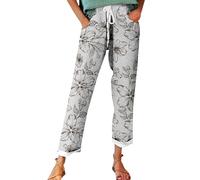 Sommerhose Damen Leicht, Leinenhose Damen Sommer Große Größen, Bequeme Freizeithose Lang Linen Pants High Waist Stoffhose Leinen Hosen Warehouse-Deals Damen Cargohosen Sale Meine Bestellung