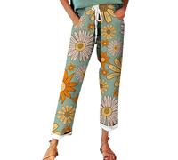 Sommerhose Damen Leicht, Leinenhose Damen Sommer Große Größen, Bequeme Freizeithose Lang Linen Pants High Waist Stoffhose Leinen Hosen Damen Hosen Sale Tages Deal Sale Damen