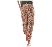 Sommerhose Damen Leicht und Luftig Sommer Musselin Hose Locker Boho Strandhose Stoffhose Casual Pants Stoffhose Weites Bein Freizeithose Bequeme High Waist Hose Schlupfhosen Hippie Lange Haremshose