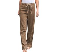 Sommerhosen Damen Leicht und Luftig Esprit Sommer Leinenhose Damen Leichte Weite Hose Boho Freizeithose Damen KurzgrößE mit Vielen Taschen Stoffhose Damen Elegant Gerade