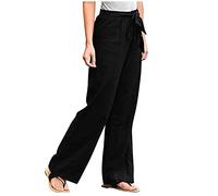 Sommerhosen Damen Leicht und Luftig Esprit Sommer Leinenhose Damen Leichte Weite Hose Boho Freizeithose Damen KurzgrößE mit Vielen Taschen Stoffhose Damen Elegant Gerade