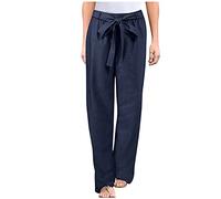 Sommerhosen Damen Leicht und Luftig Esprit Sommer Leinenhose Damen Leichte Weite Hose Boho Freizeithose Damen KurzgrößE mit Vielen Taschen Stoffhose Damen Elegant Gerade