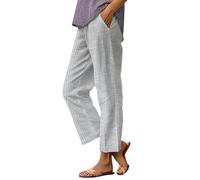 sommerhosen große größen damen Leinen 7/8 Hose Sommer Leicht und Luftig Stoffhose Atmungsaktiv Dünne Freizeithose Bequeme Casual Sommerhose Einfarbig Baggy Strandhose hose orange damen skinny