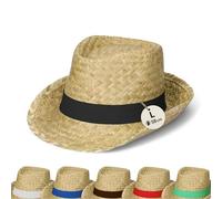 Sommerhut 'Kuba' Unisex - Sonnenhut für Damen & Herren im Trilby-Design - Panama Hut aus Seegras mit stylischem Klettverschlussband - Kopfbedeckung für Garten, Strand & Urlaub, Farbe:natur/schwarz