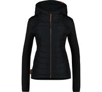 Hybridjacke ALIFE & KICKIN "SoleneAKA", Damen, Gr. L, moonless, Web, Obermaterial: 95% Polyester, 5% Elasthan, unifarben, figurbetont hüftlang, ohne Ausschnitt, Jacken, mit Kapuze und gestepptem Body