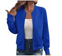 Sommerjacke Damen Bomberjacke Zipper Sweatjacke Übergangsjacke Blouson Leichte Kurz Pilotenjacke Einfarbig Jacke Dünne Langarm College Jacket Mädchen Fliegerjacke Sommer Damenjacke Wanderjacke