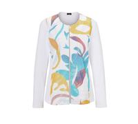 Sommerjacke GOLDNER "Kurzgröße Jerseyjacke mit Pailletten", Damen, Gr. 23, weiß (weiß, gemustert), Obermaterial: 92% Baumwolle CO. 8% Elasthan EL., Sonstiges, Jacken, Pailletten (39937902-23) weiß, ge