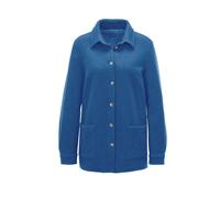 Sommerjacke GOLDNER "Kurzgröße Lässige Wolljacke mit Hemdkragen", Damen, Gr. 20, blau (atlantikblau), Obermaterial: 70% Polyester PES. 30% Wolle WO., Manschette, Jacken, Knöpfe (89586512-20) atlantikb
