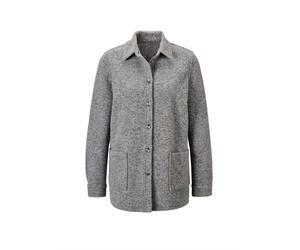 Sommerjacke GOLDNER "Kurzgröße Lässige Wolljacke mit Hemdkragen", Damen, Gr. 20, grau, Obermaterial: 70% Polyester PES. 30% Wolle WO., Manschette, Jacken, Knöpfe (49179053-20) grau