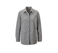 Sommerjacke GOLDNER "Kurzgröße Lässige Wolljacke mit Hemdkragen", Damen, Gr. 21, grau, Obermaterial: 70% Polyester PES. 30% Wolle WO., Manschette, Jacken, Knöpfe (49179053-21) grau