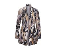 Sommerjacke GOLDNER "Stretchbequeme Slinky-Longjacke mit aufregendem Druck", Damen, Gr. 42, schwarz (schwarz, silbergrau, gemustert), Obermaterial: 94% Polyester PES. 6% Elasthan EL., festlich, figuru