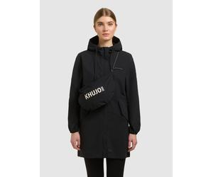 Sommerjacke KHUJO "AMETI WITH BAG", Damen, Gr. XS, schwarz, Web, 100% Nylon, unifarben, regular fit hüftlang, eingesetzt elastischer Bund mit Gummizug, Jacken (89111663-XS) schwarz