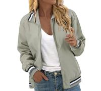 Sommerjacken Damen Jacken Pilotenjacke Dünne Damenjacke Oversize 90Er Bikerjacke Jacket Blumenmuster Leicht Sommer Damenbekleidung Fliegerjacke College Elegante Damenjacken Hemdjacke Grün 3XL