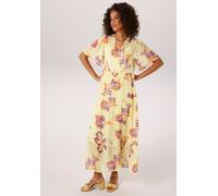 Sommerkleid ANISTON CASUAL, Damen, Gr. 36, N-Gr, bunt (gelb, lila, flieder, orange), Georgette, Obermaterial: 100% Polyester. Futter: 100% Polyester, bedruckt, figurumspielend knöchellang, V-Ausschnit