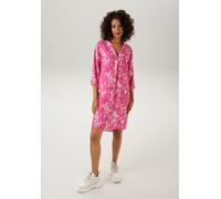 Sommerkleid ANISTON CASUAL, Damen, Gr. 36, N-Gr, bunt (pink, weiß, rosa, rose), Web, Obermaterial: 100% Viskose, bedruckt, gemustert, figurumspielend kniefrei, V-Ausschnitt, Krempelärmel, Kleider Somm