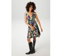 Sommerkleid ANISTON CASUAL, Damen, Gr. 36, N-Gr, bunt (schwarz, gelb, lila, dunkelgrün, rosa, wollweiß, hellgrün), Single Jersey, Obermaterial: 95% Viskose, 5% Elasthan, bedruckt, geblümt, figurbetont