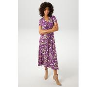 Sommerkleid ANISTON CASUAL, Damen, Gr. 38, N-Gr, lila (lila, wollweiß, braun), Single Jersey, Obermaterial: 95% Viskose, 5% Elasthan, bedruckt, geblümt, figurumspielend wadenlang, V-Ausschnitt, Kleide