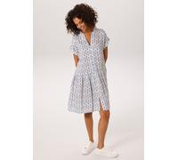 Sommerkleid ANISTON CASUAL, Damen, Gr. 38, N-Gr, wollweiß, blau, Web, Obermaterial: 100% Viskose, bedruckt, gemustert, lässig geschnitten kniefrei, V-Ausschnitt, Umschlagsaum, Kleider Sommerkleid, mit