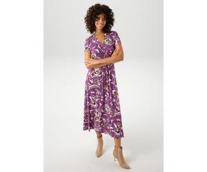 Sommerkleid ANISTON CASUAL, Damen, Gr. 40, N-Gr, lila (lila, wollweiß, braun), Single Jersey, Obermaterial: 95% Viskose, 5% Elasthan, bedruckt, geblümt, figurumspielend wadenlang, V-Ausschnitt, Kleide
