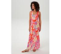 Sommerkleid ANISTON CASUAL, Damen, Gr. 44, N-Gr, bunt (orange, vanille, fuchsia, lavendel, rosa, türkis), Single Jersey, Obermaterial: 100% Viskose, bedruckt, geblümt, figurumspielend knöchellang, Run