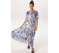 Sommerkleid ANISTON CASUAL, Damen, Gr. 44, N-Gr, ecru, hellblau, blau, marine, Chiffon, Obermaterial: 100% Polyester. Futter: 100% Polyester, bedruckt, geblümt, gemustert, lässig geschnitten knöchella