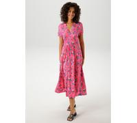 Sommerkleid ANISTON CASUAL, Damen, Gr. 44, N-Gr, pink (pink, royalblau, smaragdgrün, orange, rot, weiß, fuchsia), Single Jersey, Obermaterial: 95% Viskose, 5% Elasthan, bedruckt, geblümt, festlich, fi