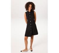 Sommerkleid ANISTON CASUAL, Damen, Gr. 44, N-Gr, schwarz, Twill, Obermaterial: 98% Polyester, 2% Elasthan, unifarben, figurumspielend kniefrei, Kleider Sommerkleid, mit dekorativen, glänzenden Knöpfen
