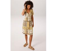 Sommerkleid ANISTON CASUAL, Damen, Gr. 44, N-Gr, wollweiß, sonnengelb, salbei, braun, taupe, Single Jersey, Obermaterial: 95% Viskose, 5% Elasthan, Paisley, bedruckt, geblümt, figurumspielend kniefrei