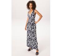 Sommerkleid ANISTON CASUAL, Damen, Gr. 46, N-Gr, blau (marine, wollweiß), Single Jersey, Obermaterial: 95% Viskose, 5% Elasthan, bedruckt, gemustert, figurumspielend knöchelfrei, V-Ausschnitt, Kleider